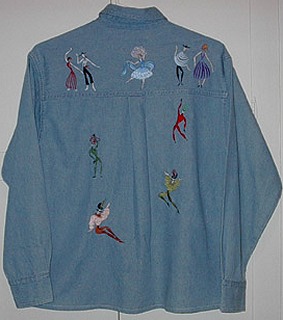 Embroidered Demin shirt using the Abstract Figures 5x7 collections