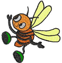 Orange bee flying around