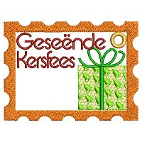 Groot gese&euml;nde kersfees borduurontwerp met lussie