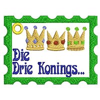 Groot drie konings borduurontwerp met lussie