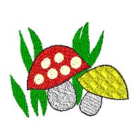 Red and yellow mushroom freebie to download and embroider