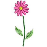 Embroidery design of a pink flower