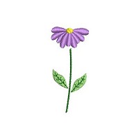 Embroidery design of a small purple flower