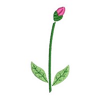 Embroidery design of a pink flower bud