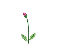 Embroidery design of a small pink flower bud