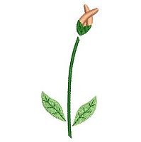 Embroidery design of a orange flower bud