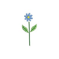 Embroidery design of a small blue flower