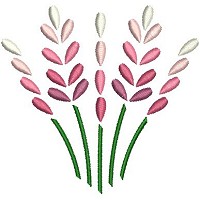 Embroidery design of 5 pink and white flowers