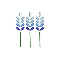 Embroidery design of 3 blue flowers