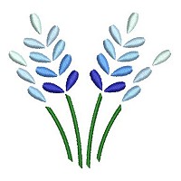 Embroidery design of 4 blue flowers
