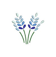 Embroidery design of 4 blue flowers