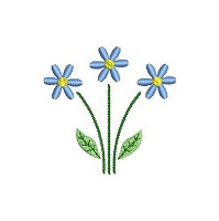 Free embroidery design of a blue flower for download.