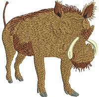 Embroidery design of a warthog.