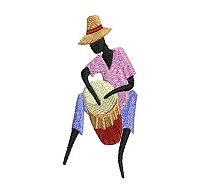 Embroidery design of a man playing a drum.