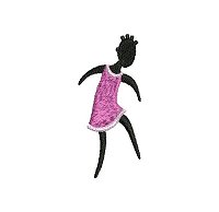Embroidery design of a little girl in a pink dress.