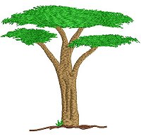 Embroidery design of a tree.