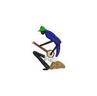 Small embroidery design of a man playing the banjo
