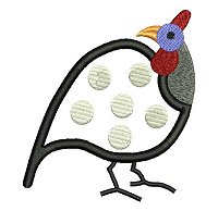 Guinea fowl embroidery design no 1 as an applique design.