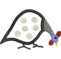 Guinea Fowl embroidery design no 2 as an applique embroidery design.