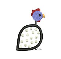 Guinea fowl embroidery design no 10 as an small applique embroidery design.