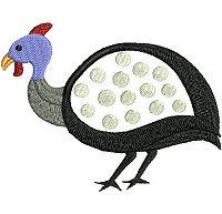 Guinea fowl embroidery design no 12 as an applique embroidery design.