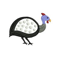 Guinea fowl embroidery design no 12 as a small applique embroidery design.