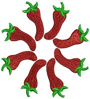 Red peppers embroidery design