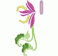 Abstract floral buttonhole embroidery design