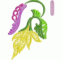 Abstract floral buttonhole embroidery design