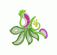 Abstract floral buttonhole embroidery design