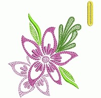 Abstract floral buttonhole embroidery design