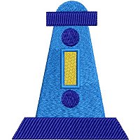Embrodiery design of a light house.