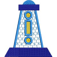 Applique embroidery design of a light house.