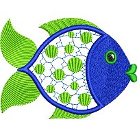Embroidery design of a fish.