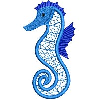 Embroidery design of a sea horse.