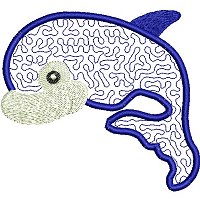 Embroidery design of a dolphin.