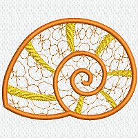Applique embroidery design of a sea shell.