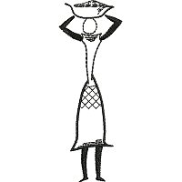 Ethnic embroidery design of a women with a basket on her head.