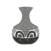 Ethnic embroidery design of a clay pot.