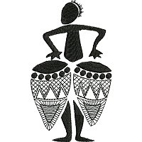 Ethnic embroidery design ofa man playing drums.