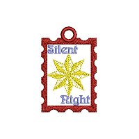 Silent night embroidery design with a tag.