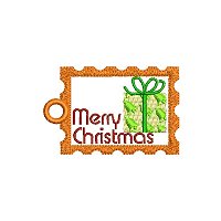 Merry Christmas embroidery design with a tag.